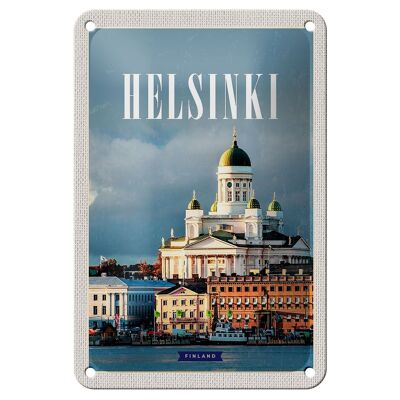 Targa in metallo da viaggio 12x18 cm Helsinki Finlandia Sea City Church Sign