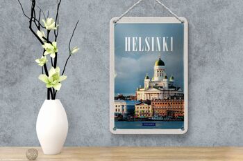Panneau de voyage en étain, 12x18cm, Helsinki, finlande, ville maritime, église 4