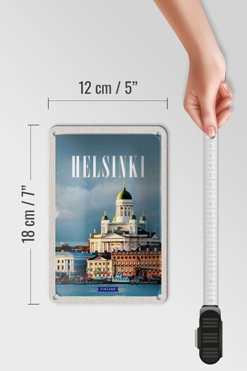 Panneau de voyage en étain, 12x18cm, Helsinki, finlande, ville maritime, église 5