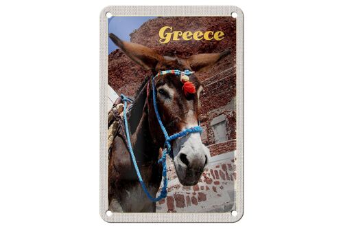 Blechschild Reise 12x18cm Greece Griechenland Esel auf Gebirge Schild
