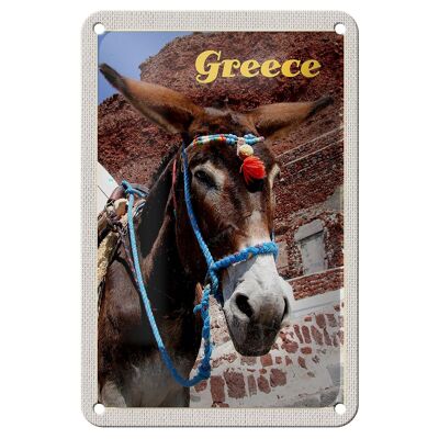 Blechschild Reise 12x18cm Greece Griechenland Esel auf Gebirge Schild