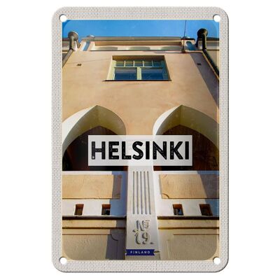 Targa in metallo da viaggio 12x18 cm Helsinki Finlandia Edificio per le vacanze