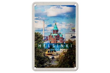 Panneau de voyage en étain 12x18cm, signe d'église d'architecture d'Helsinki finlande 1