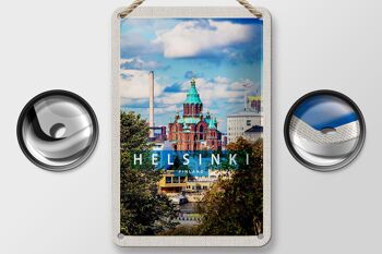 Panneau de voyage en étain 12x18cm, signe d'église d'architecture d'Helsinki finlande 2