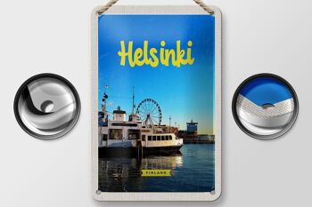 Panneau de voyage en étain, 12x18cm, Helsinki, finlande, bateau, grande roue 2