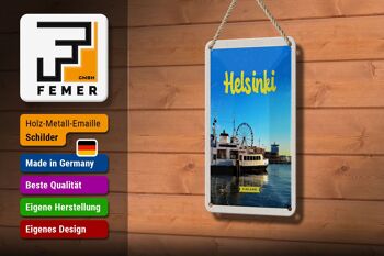 Panneau de voyage en étain, 12x18cm, Helsinki, finlande, bateau, grande roue 3