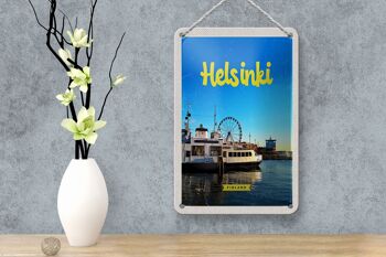 Panneau de voyage en étain, 12x18cm, Helsinki, finlande, bateau, grande roue 4