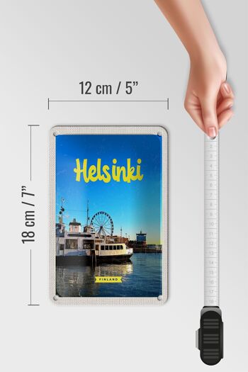 Panneau de voyage en étain, 12x18cm, Helsinki, finlande, bateau, grande roue 5