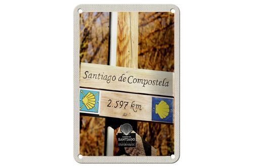 Blechschild Reise 12x18cm Spanien Santiago de Compostela Urlaub Schild