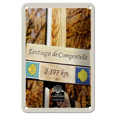 Blechschild Reise 12x18cm Spanien Santiago de Compostela Urlaub Schild