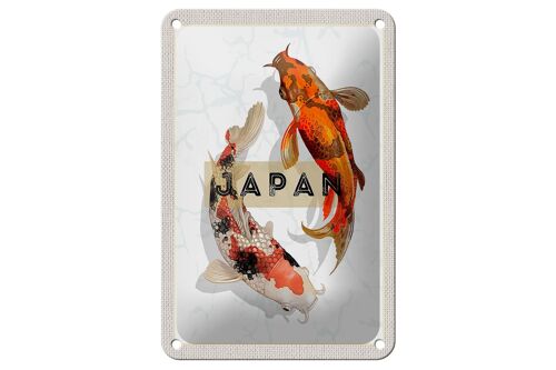 Blechschild Reise 12x18cm Japan Koi Fische Asien Urlaub Kunst Schild