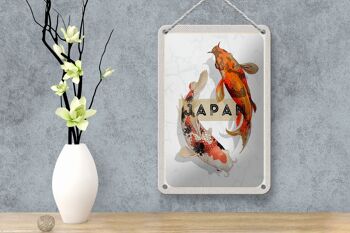 Signe de voyage en étain, 12x18cm, japon, poisson Koi, asie, signe artistique de vacances 4