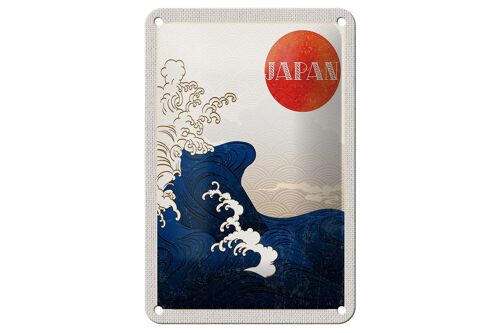 Blechschild Reise 12x18cm Japan Asien Wellen Meer Flut Urlaub Schild