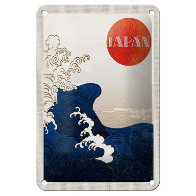 Blechschild Reise 12x18cm Japan Asien Wellen Meer Flut Urlaub Schild