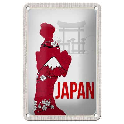 Blechschild Reise 12x18cm Japan Asien Traditioneller Kimono Schild