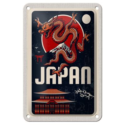 Letrero de hojalata para viaje, 12x18cm, arquitectura japonesa, asiática, cartel de viaje con dragón