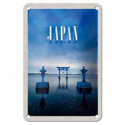 Blechschild Reise 12x18cm Japan Asien Meer Kultur Architektur Schild