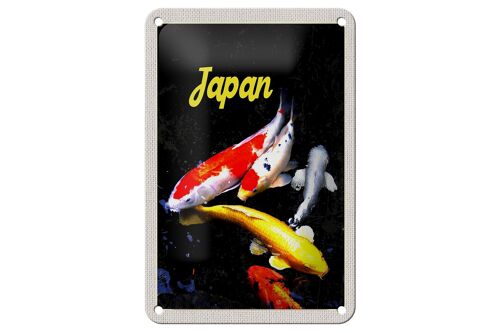 Blechschild Reise 12x18cm Japan Asien Koi Fische rot gold weiß Schild