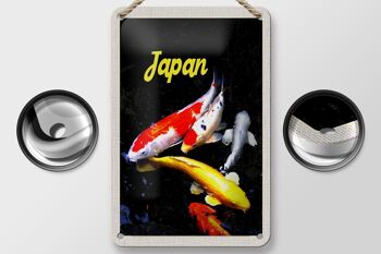 Signe en étain voyage 12x18cm, japon, asie, poisson Koi, rouge, or, blanc 2