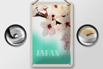 Signe de voyage en étain, 12x18cm, japon, asie, fleur, blanc, rose, signe naturel 2