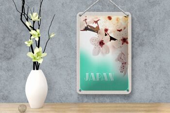 Signe de voyage en étain, 12x18cm, japon, asie, fleur, blanc, rose, signe naturel 4