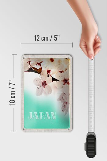 Signe de voyage en étain, 12x18cm, japon, asie, fleur, blanc, rose, signe naturel 5
