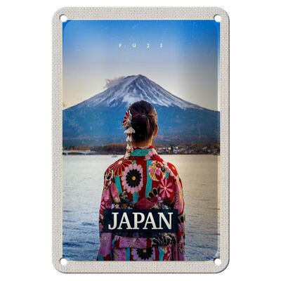 Letrero de hojalata para viaje, 12x18cm, Japón, mujer, montañas, ropa, letrero de nieve