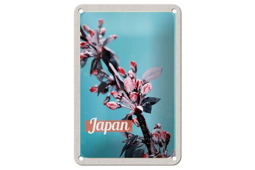 Blechschild Reise 12x18cm Japan Asien Blumen Baum Knospe Urlaub Schild