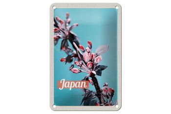 Signe de voyage en étain, 12x18cm, japon, asie, fleurs, bourgeon d'arbre, signe de vacances 1