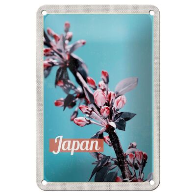 Blechschild Reise 12x18cm Japan Asien Blumen Baum Knospe Urlaub Schild