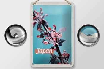 Signe de voyage en étain, 12x18cm, japon, asie, fleurs, bourgeon d'arbre, signe de vacances 2