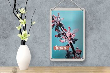 Signe de voyage en étain, 12x18cm, japon, asie, fleurs, bourgeon d'arbre, signe de vacances 4