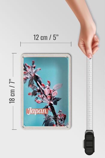 Signe de voyage en étain, 12x18cm, japon, asie, fleurs, bourgeon d'arbre, signe de vacances 5