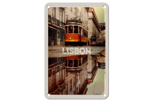 Blechschild Reise 12x18cm Lissabon Europa Straßenbahn Stadt Schild