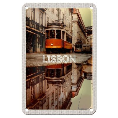 Targa in metallo da viaggio 12x18 cm Lisbona Europa Tram City Sign