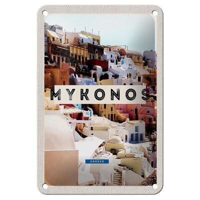 Cartel de chapa de viaje, 12x18cm, Grecia, Mykonos, Grecia, cartel de vacaciones