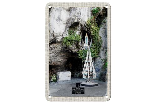 Blechschild Reise 12x18cm Frankreich Lourdes Jesus Kerzen Natur Schild