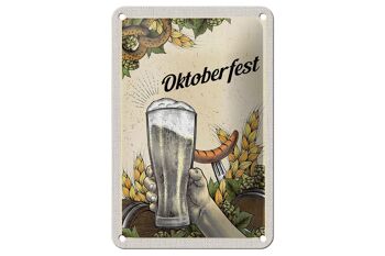 Panneau de voyage en étain, 12x18cm, Munich, Oktoberfest, bretzel, bière, saucisses 1