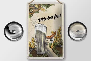 Panneau de voyage en étain, 12x18cm, Munich, Oktoberfest, bretzel, bière, saucisses 2