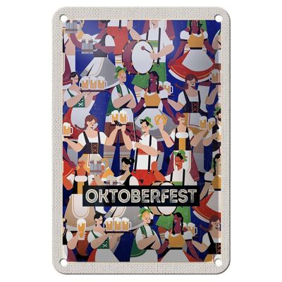 Blechschild Reise 12x18cm Oktoberfest Trommel Tanzen Trinken Schild