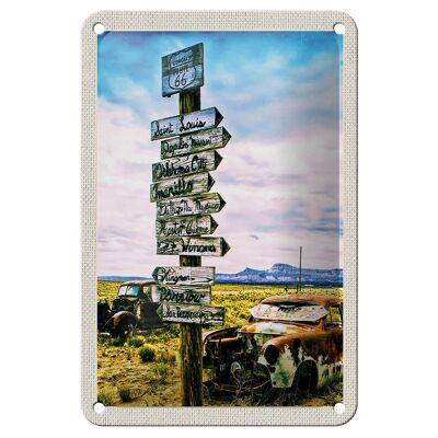 Tin sign travel 12x18cm America USA Route 66 vintage car mountains sign