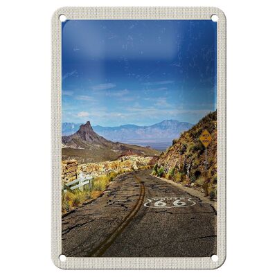 Cartel de chapa de viaje, 12x18cm, ruta 66 de EE. UU., carretera de EE. UU., montaña, señal de vacaciones