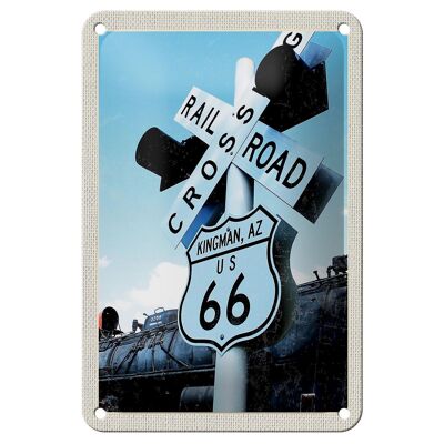 Targa in metallo da viaggio 12x18 cm America Route 66 Kingman AZ Crossing Sign