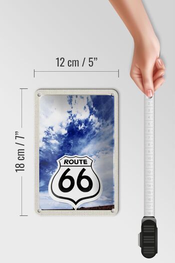 Panneau de voyage en étain, 12x18cm, Amérique, USA, Road Route 66, Sky 5