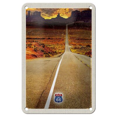 Tin sign travel 12x18cm America USA Route 66 road mountain sign