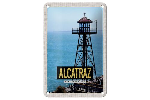 Blechschild Reise 12x18cm San Francisco Alcatraz Meer Turm Schild
