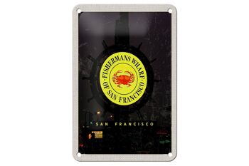 Panneau de voyage en étain, 12x18cm, San Francisco, USA, Fischermans Wharf Night 1