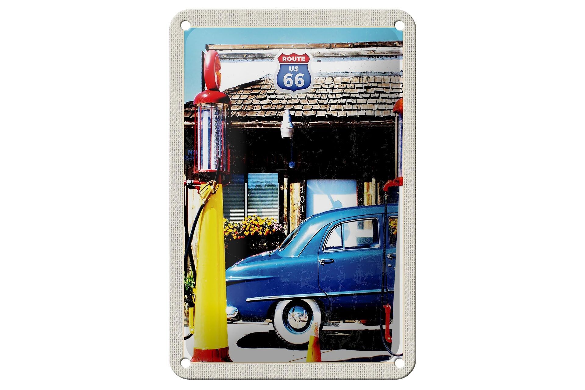 Tin sign travel 12x18cm America Chicago Route 66 gas station sign