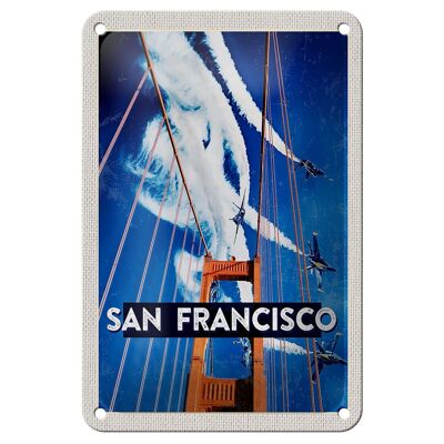 Targa in metallo da viaggio 12x18 cm San Francisco Bridge Aereo Sky Sign