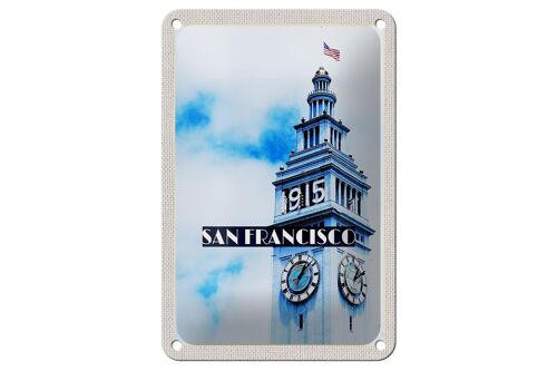 Blechschild Reise 12x18cm San Francisco Gebäude USA Flagge Turm Schild